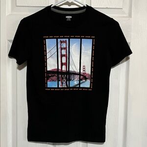 Old Navy Black Tee with Bridge Graphic